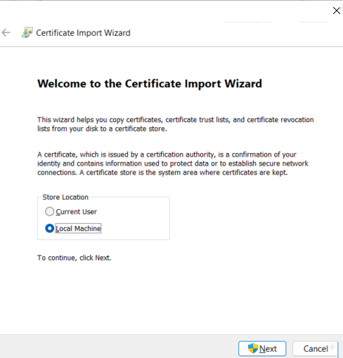 Duo Certificate Import Wizard