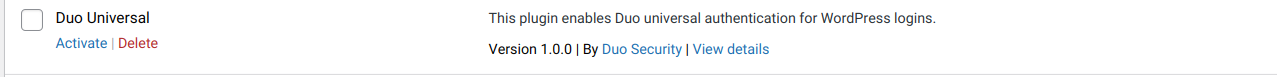 Duo Universal Authentication Settings