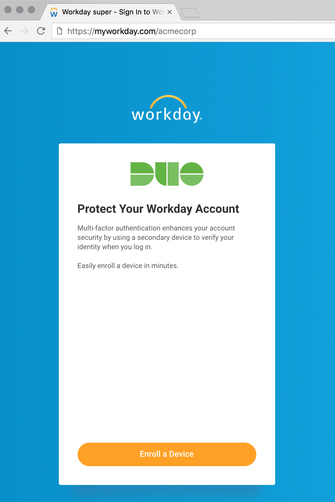 Duo Enrollment in Workday