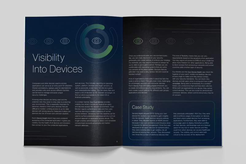 Inside view of Duo's ebook reviewing visibility into devices in healthcare cybersecurity