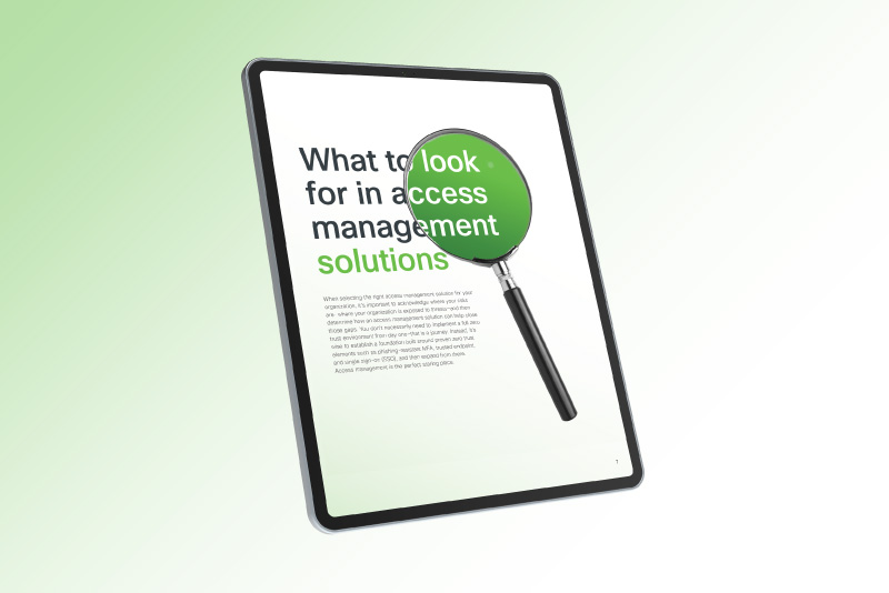 The Access Management Buyer's Guide by Cisco Duo on a tablet user interface at the page with header 