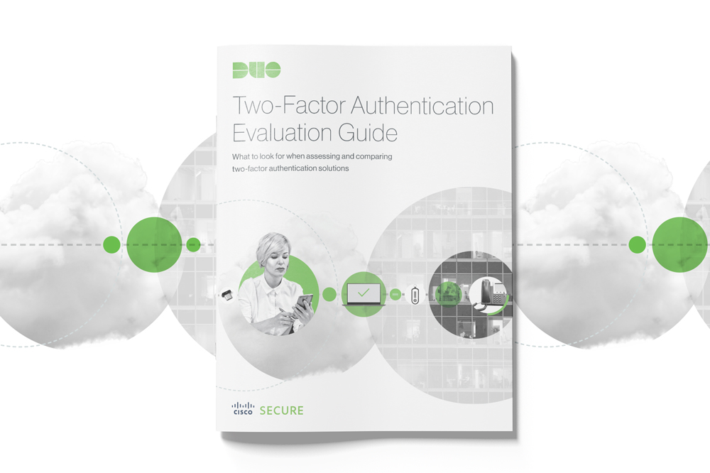 A mockup of the cover of a magazine with the headline 'Two-Factor Authentication Evaluation Guide'