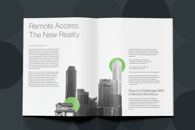 Interior spread with headlines Remote Access: The New Reality and Security Challenges with a Remote Workforce
