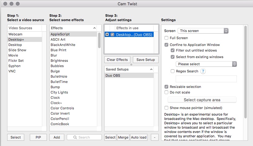 webcam settings for obs