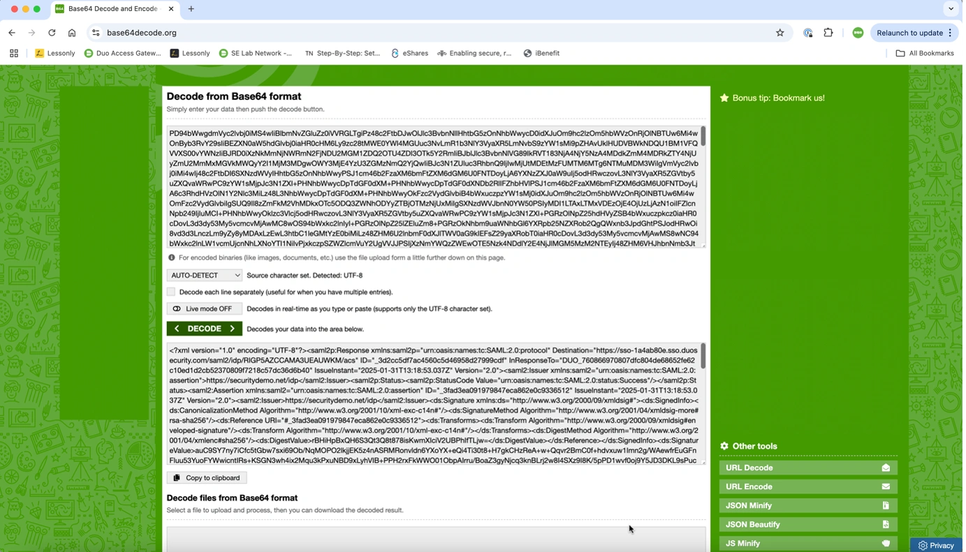 A screenshot of base64decode.org