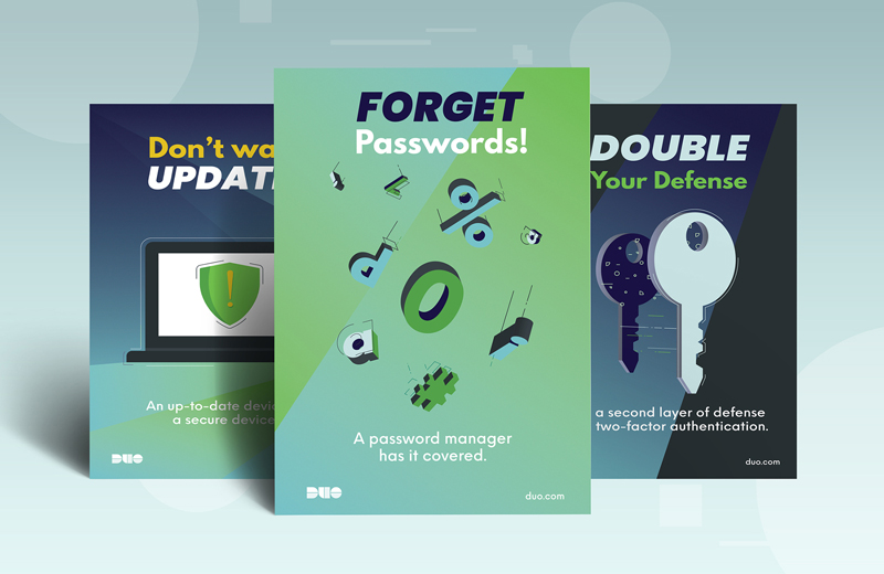 An image of some marketing material from Duo related to passwords and multi-factor authentication (MFA).
