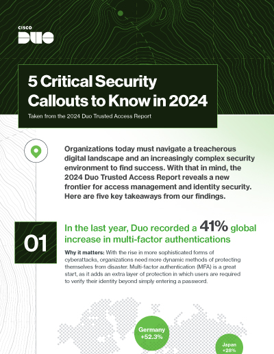 Thumbnail for Duo's infographic 5 Critical Security Callouts to Know in 2024.
