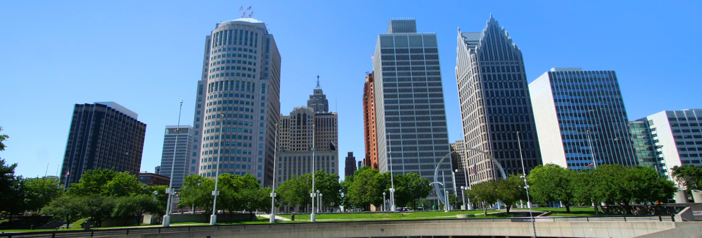 Skyline of Detroit, where the 2014 Converge conference for information technology & data security professionals took place.