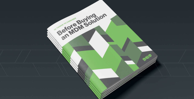 A stack of the guide 10 Things to Consider before Buying an MDM Solution.