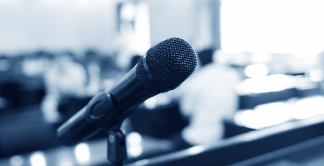 A microphone awaits to help an information security expert share their knowledge.