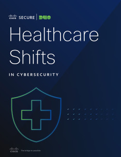 Duo Secure's eBook cover titled Healthcare Shifts in Cybersecurity