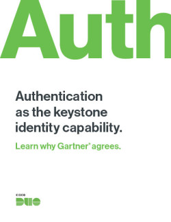 An ebook reprint cover titled Authentication Is the Keystone Identity Capability written by Gartner