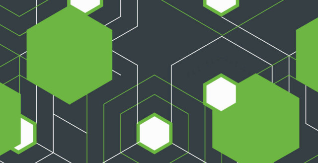 Blog banner image featuring green hexes on a gray background